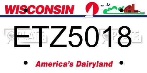 ETZ5018 Wisconsin License Plate