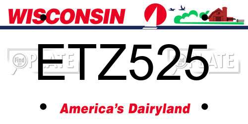 ETZ525 Wisconsin License Plate