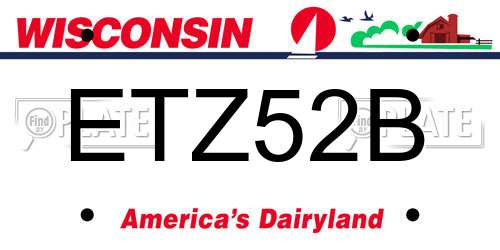 ETZ52B Wisconsin License Plate