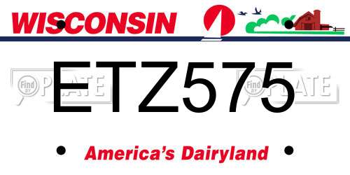 ETZ575 Wisconsin License Plate