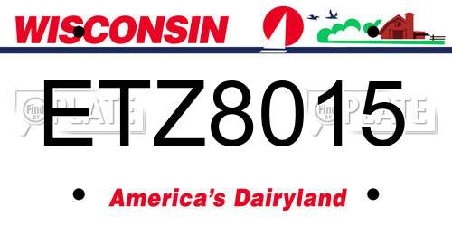 ETZ8015 Wisconsin License Plate