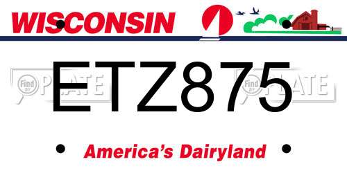 ETZ875 Wisconsin License Plate