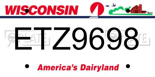ETZ9698 Wisconsin License Plate