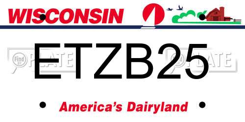 ETZB25 Wisconsin License Plate