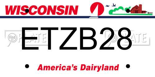 ETZB28 Wisconsin License Plate
