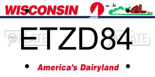 ETZD84 Wisconsin License Plate