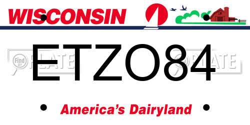 ETZO84 Wisconsin License Plate