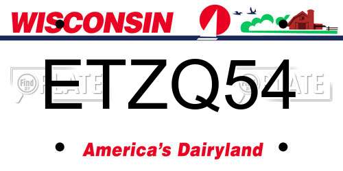 ETZQ54 Wisconsin License Plate