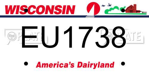 EU1738 Wisconsin License Plate