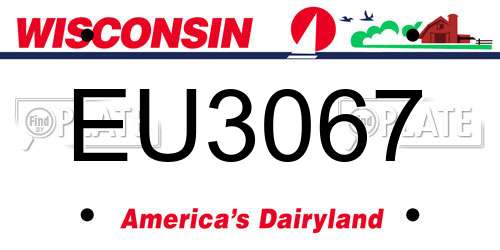 EU3067 Wisconsin License Plate