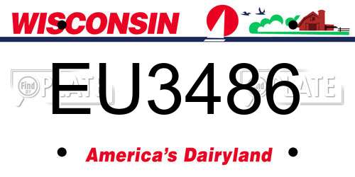 EU3486 Wisconsin License Plate