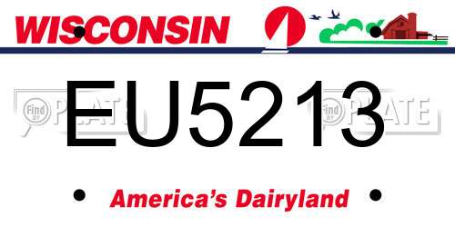 EU5213 Wisconsin License Plate