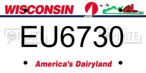 EU6730 Wisconsin License Plate
