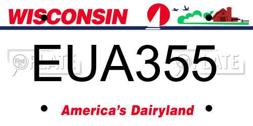 EUA355 Wisconsin License Plate