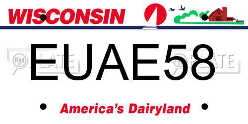 EUAE58 Wisconsin License Plate