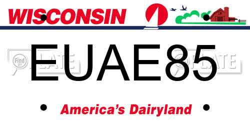 EUAE85 Wisconsin License Plate