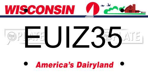 EUIZ35 Wisconsin License Plate