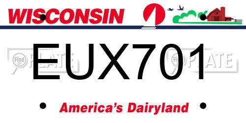 EUX701 Wisconsin License Plate