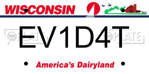 EV1D4T Wisconsin License Plate