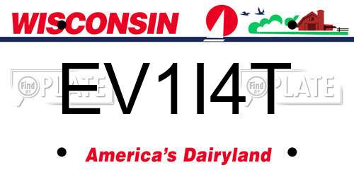 EV1I4T Wisconsin License Plate