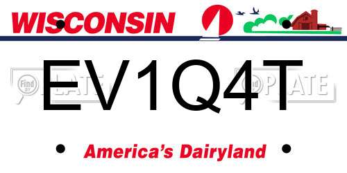EV1Q4T Wisconsin License Plate