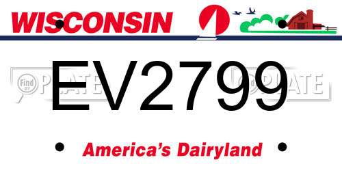EV2799 Wisconsin License Plate
