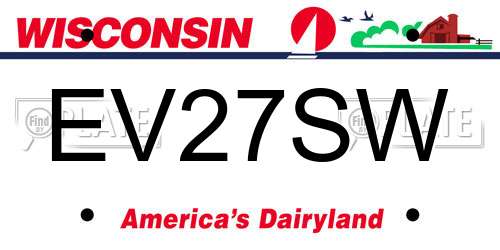 EV27SW Wisconsin License Plate