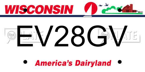 EV28GV Wisconsin License Plate
