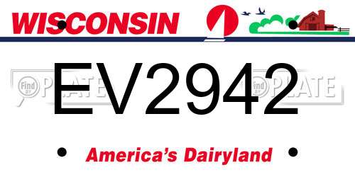 EV2942 Wisconsin License Plate