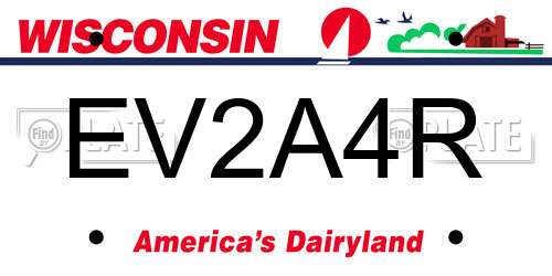 EV2A4R Wisconsin License Plate