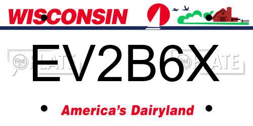 EV2B6X Wisconsin License Plate