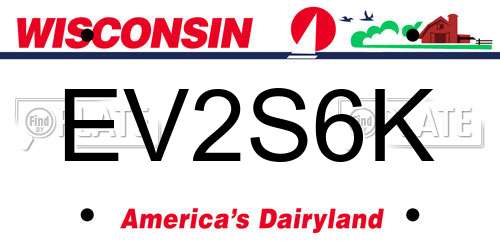 EV2S6K Wisconsin License Plate
