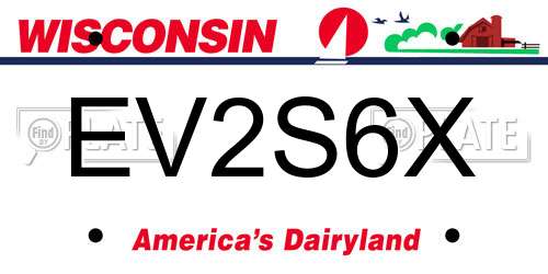 EV2S6X Wisconsin License Plate