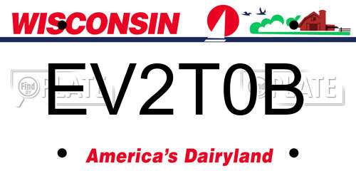 EV2T0B Wisconsin License Plate
