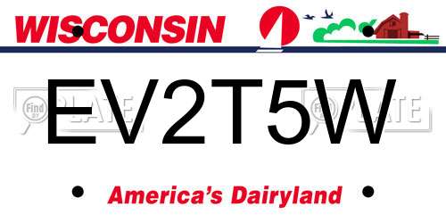 EV2T5W Wisconsin License Plate