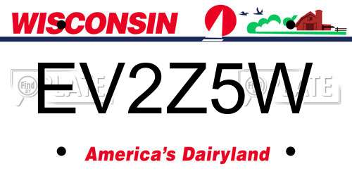 EV2Z5W Wisconsin License Plate