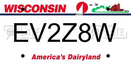 EV2Z8W Wisconsin License Plate