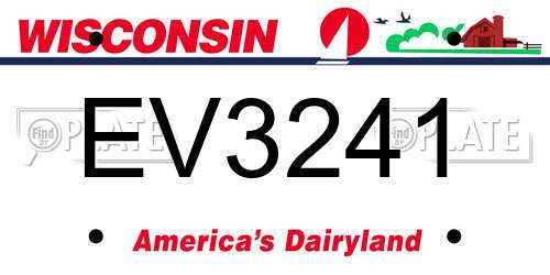 EV3241 Wisconsin License Plate