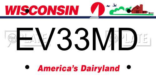 EV33MD Wisconsin License Plate