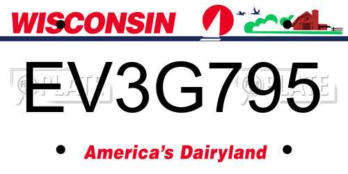 EV3G795 Wisconsin License Plate