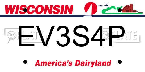 EV3S4P Wisconsin License Plate