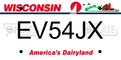 EV54JX Wisconsin License Plate