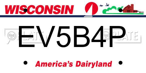 EV5B4P Wisconsin License Plate