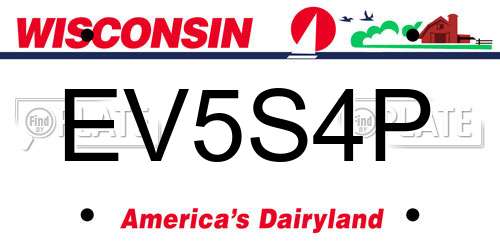 EV5S4P Wisconsin License Plate