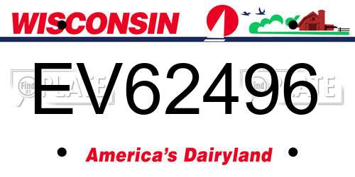 EV62496 Wisconsin License Plate