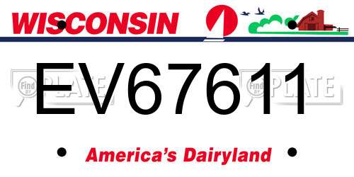 EV67611 Wisconsin License Plate