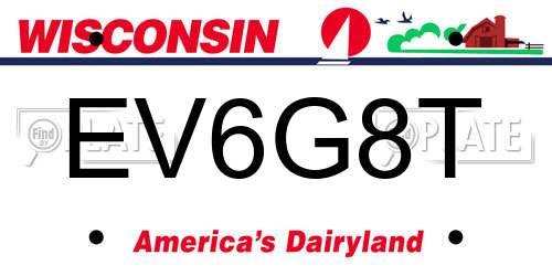 EV6G8T Wisconsin License Plate