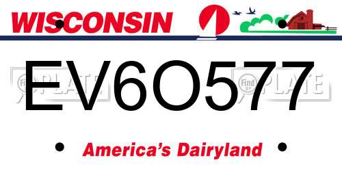 EV6O577 Wisconsin License Plate