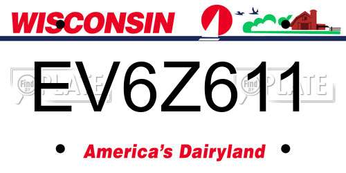EV6Z611 Wisconsin License Plate