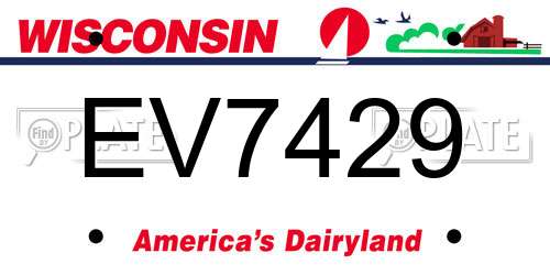 EV7429 Wisconsin License Plate